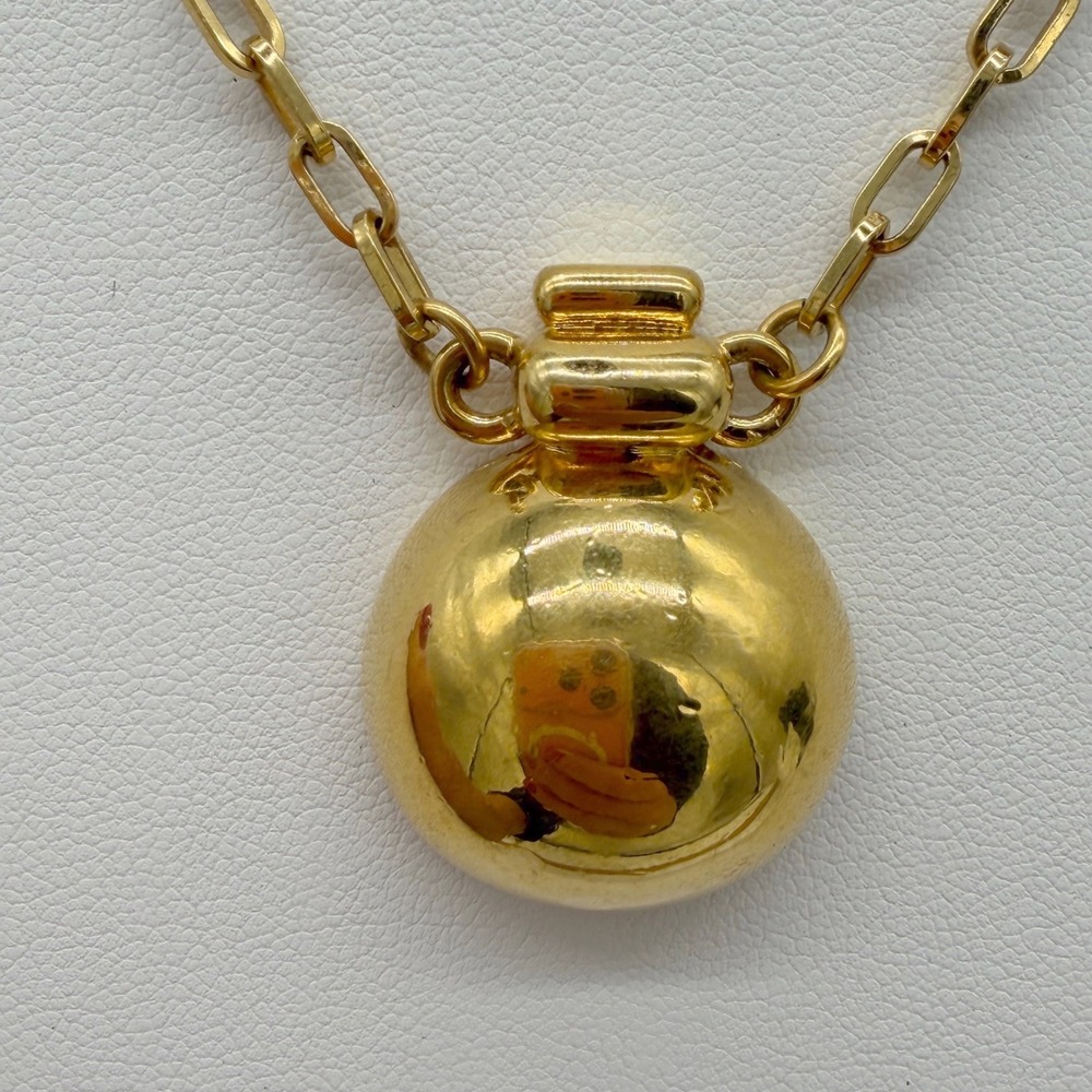 Vintage Monet Gold Tone Ball Pendant Necklace Signed Minimalist‎ - Picture 5 of 8